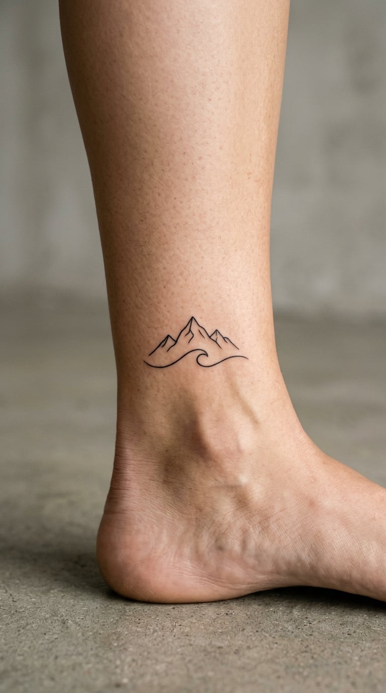 Mountain Over a Single Wave on the Ankle