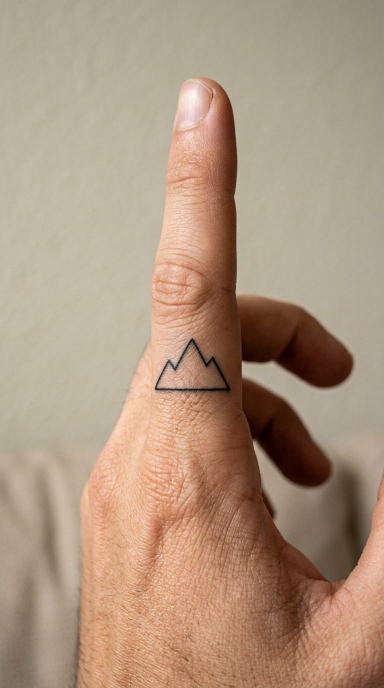Geometric Triangle Mountain on the Side of a Finger
