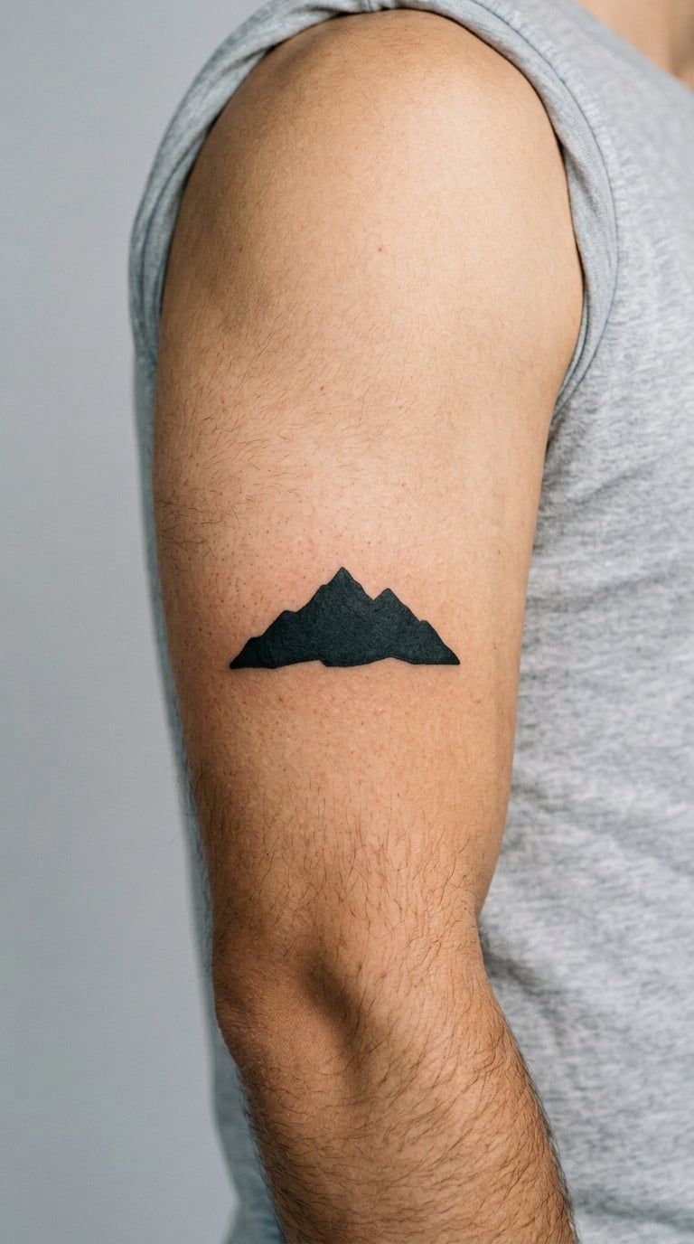 Solid Blackwork Peak on the Upper Arm