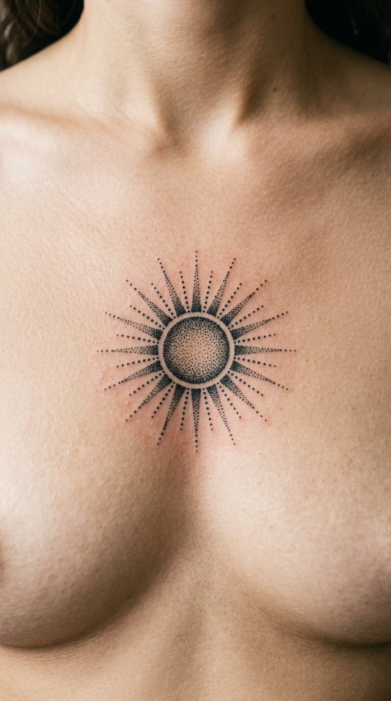 Dot-Work Sun on the Sternum
