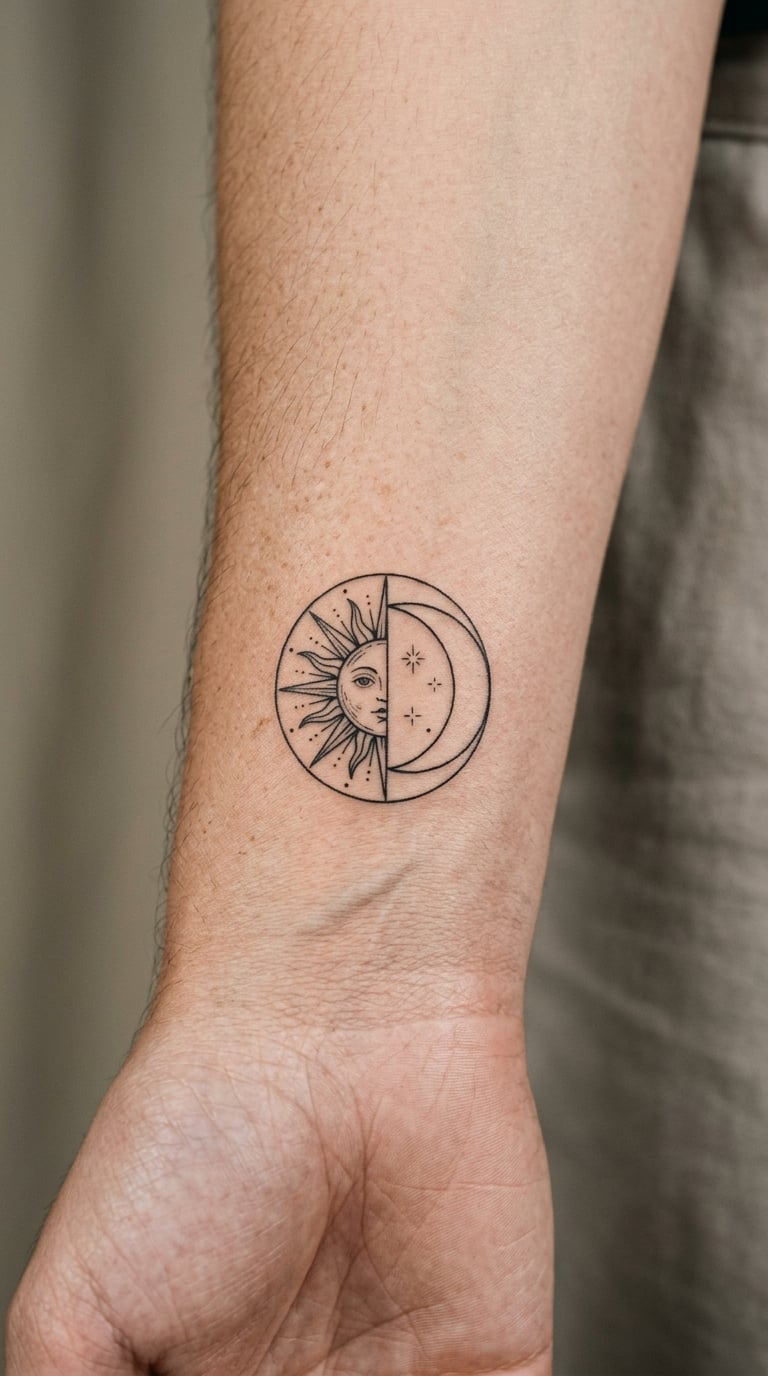 Half Sun, Half Moon on the Outer Wrist