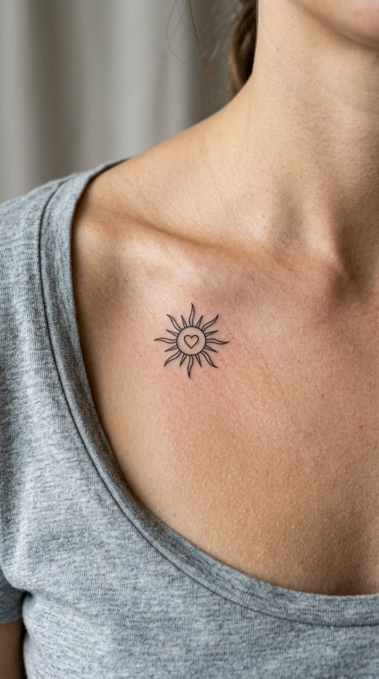 Sun With a Heart Centre, Upper Chest