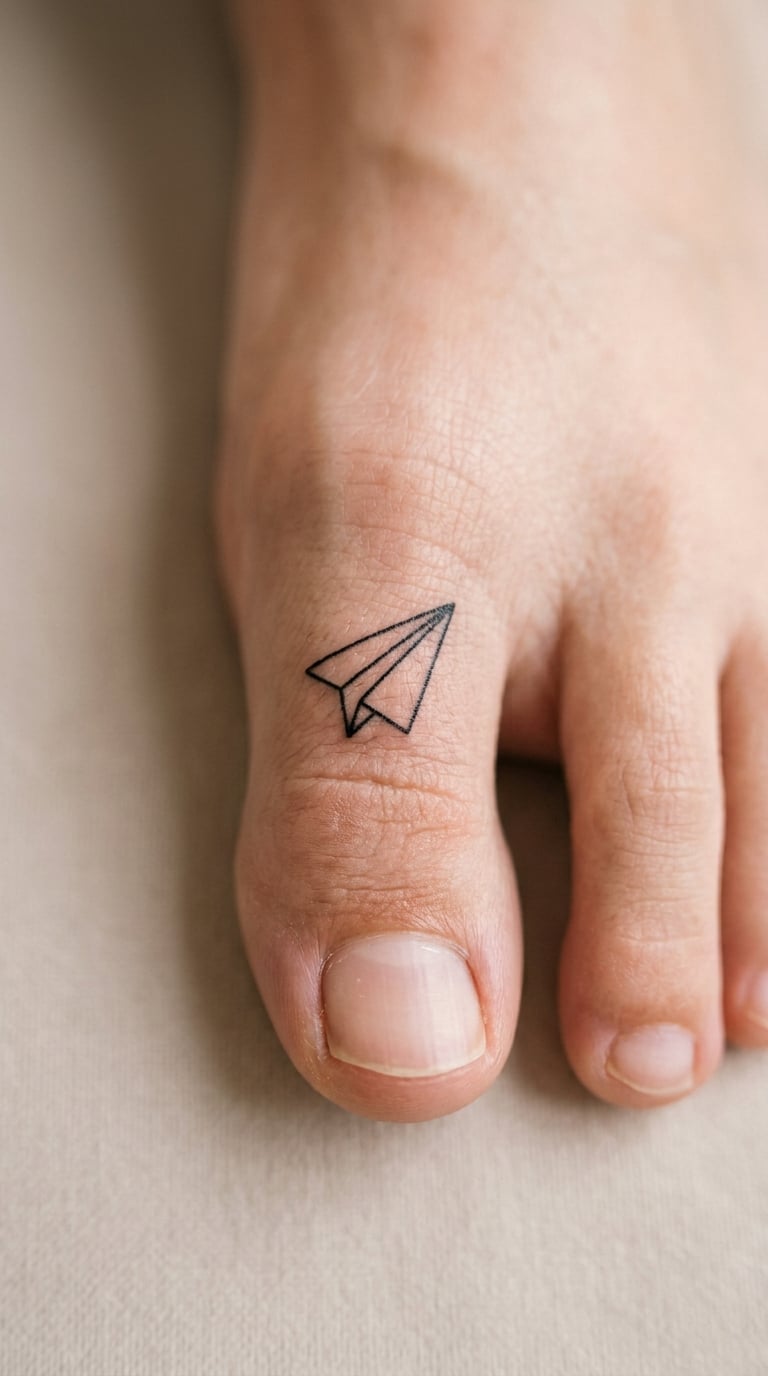 Fine-Line Paper Plane on the Big Toe