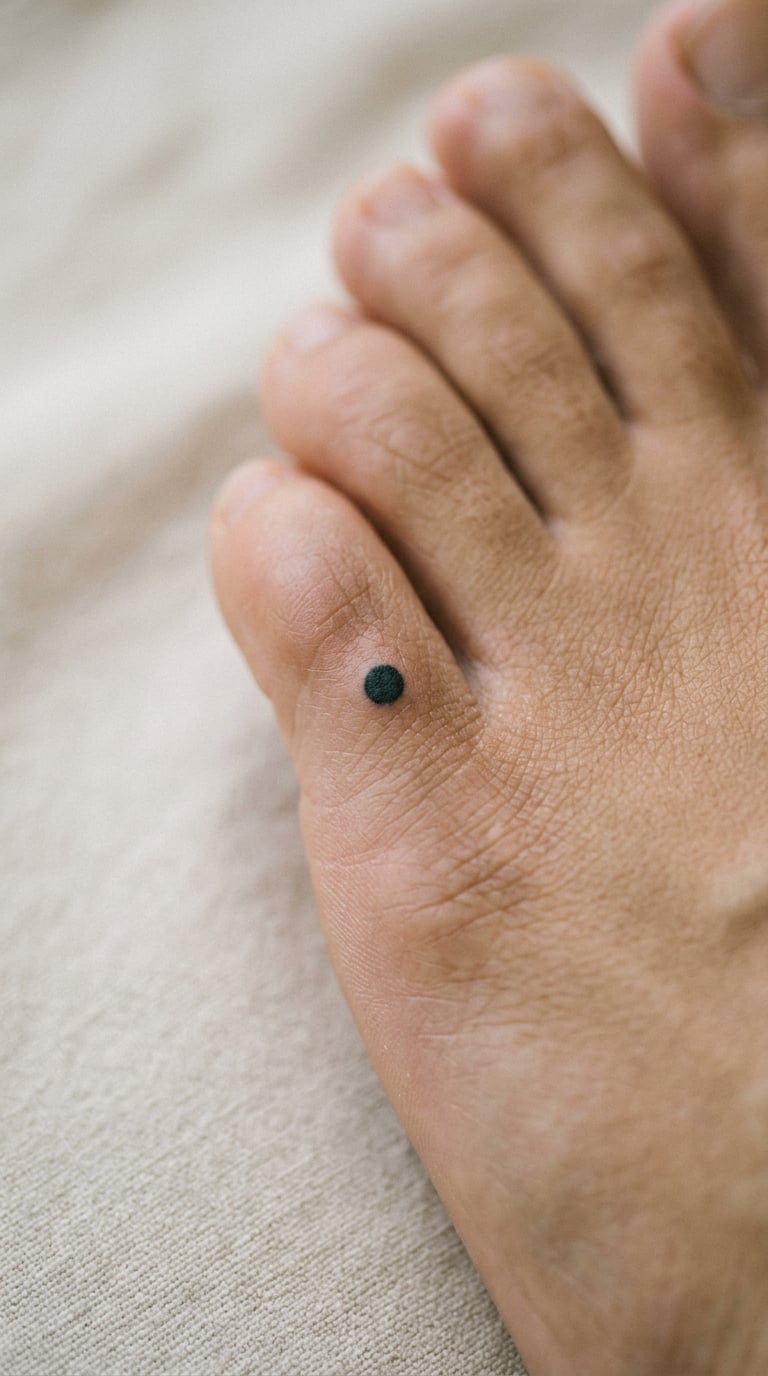 Single Black Dot on the Side of a Pinky Toe
