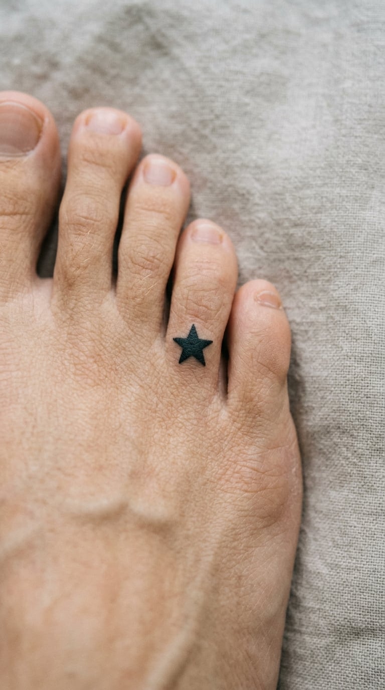 Filled Five-Point Star on a Pinky Toe