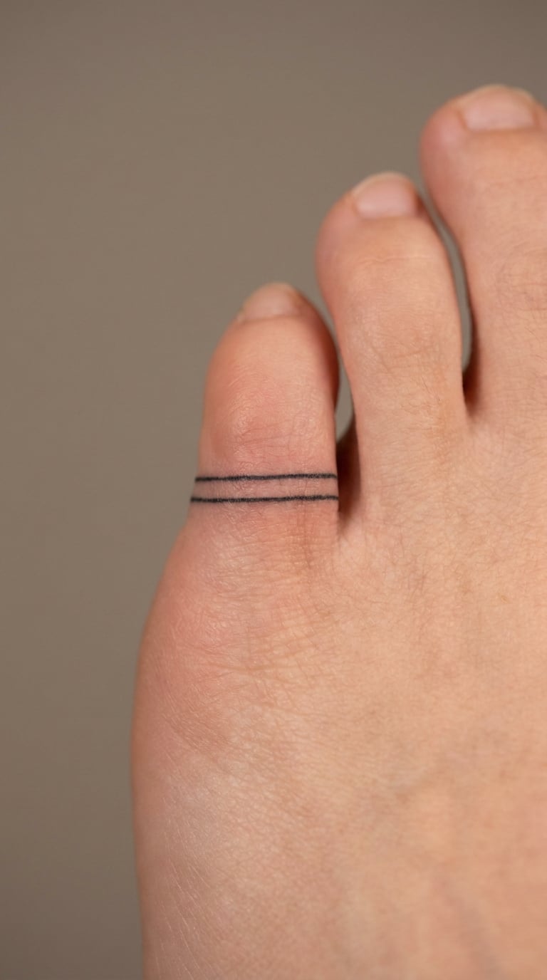 Double Band Toe Ring Tattoo