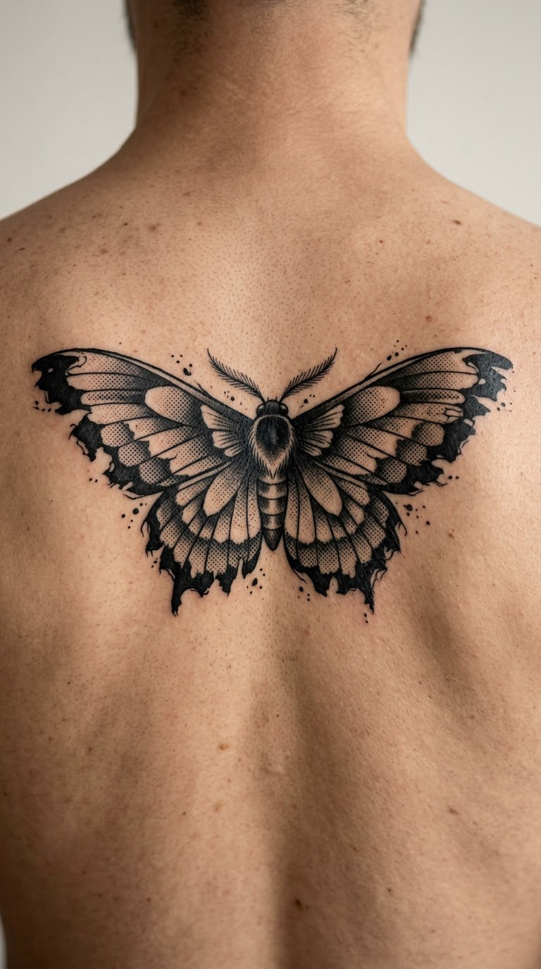 Moth with halftone wings
