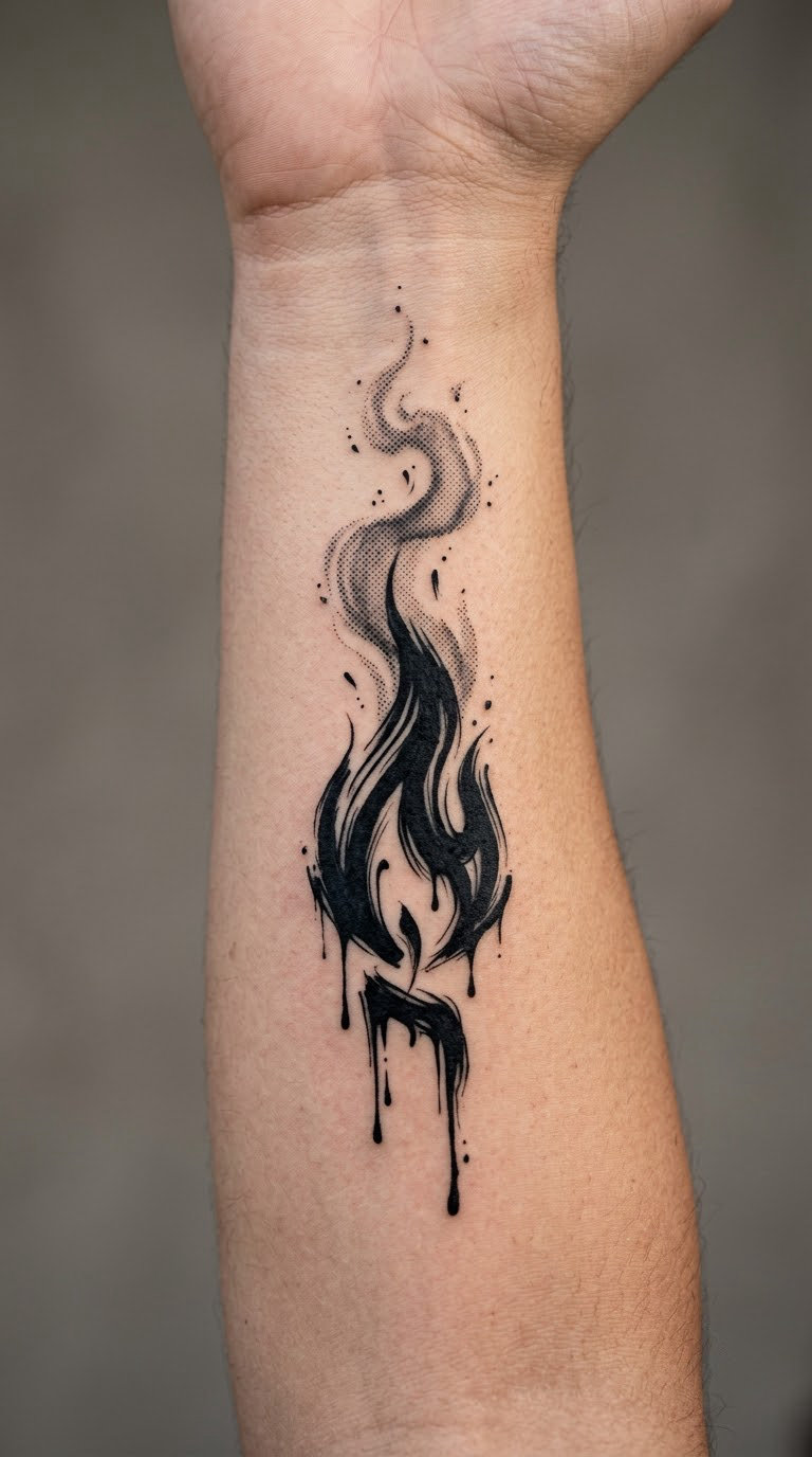 Candle flame made from brush strokes