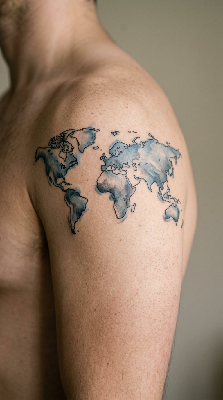 Dashed Flight Path Between Two Airports on the Forearm