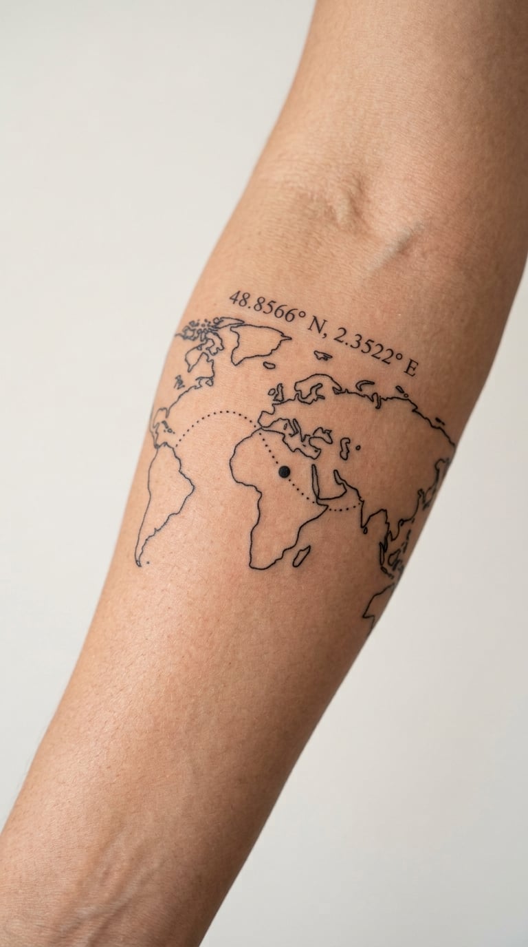 Watercolour World Map Across the Back