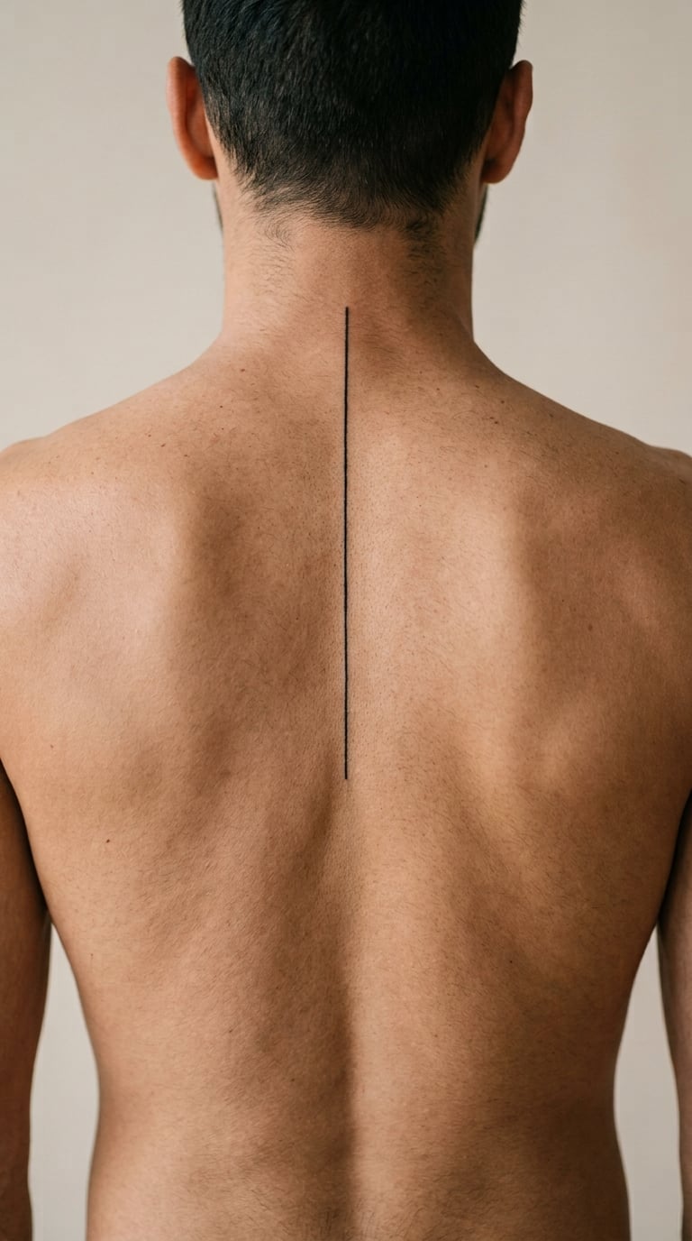 Fine-Line Spine Line From Neck to Shoulder Blades