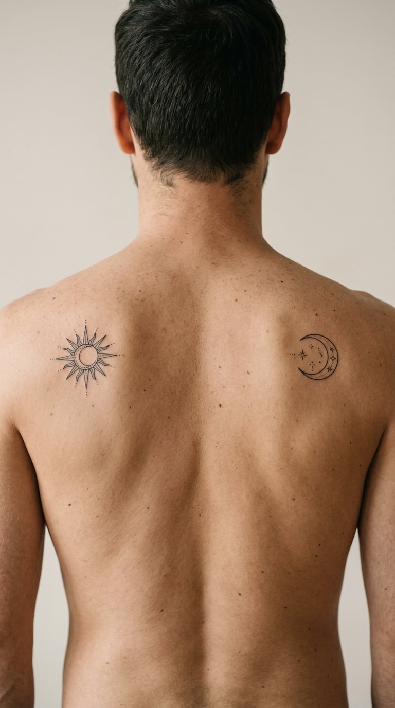 Sun and Moon Mirror Pair on the Shoulder Blades