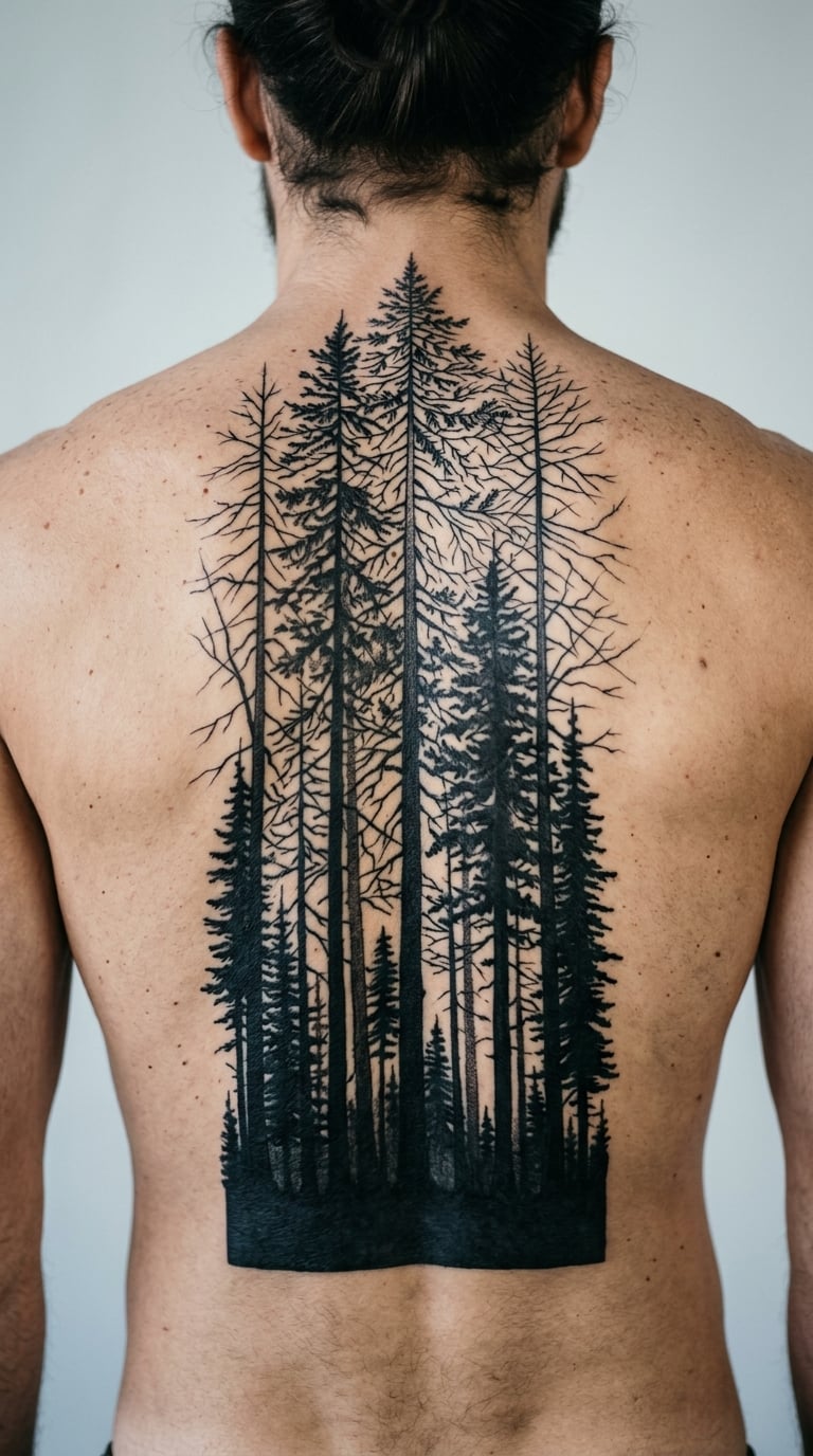 Pine Forest Gradient Panel Across the Upper Back