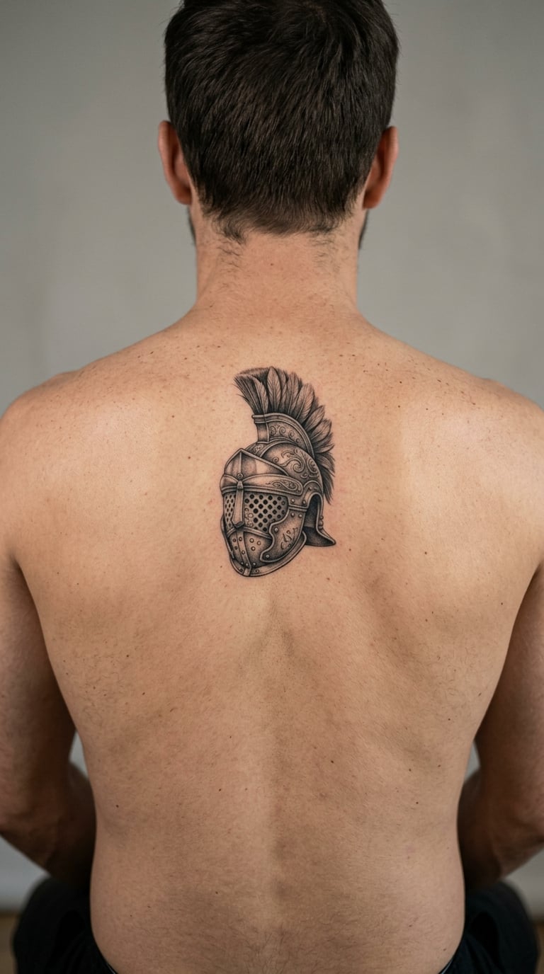 Micro-Realism Gladiator Helmet on the Upper Spine