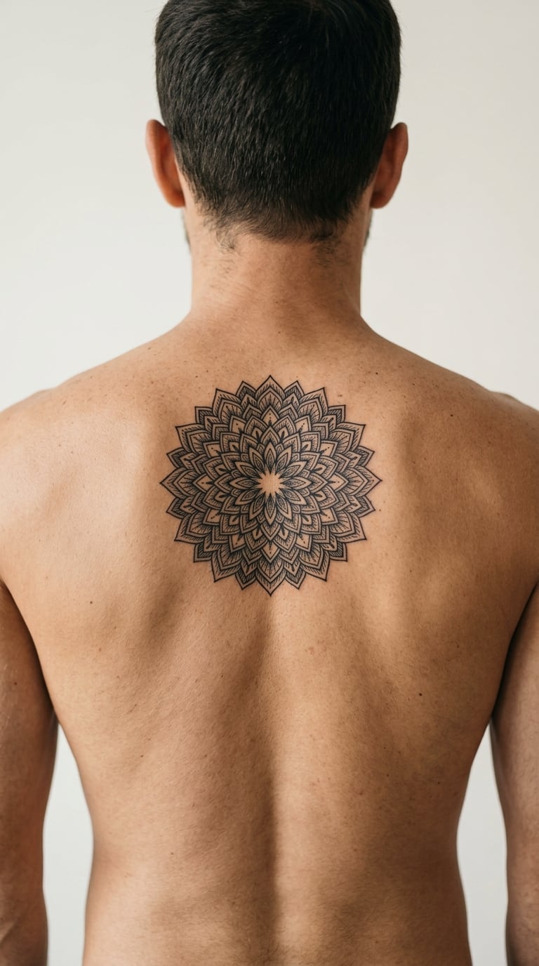 Geometric Mandala Centered Between the Shoulder Blades