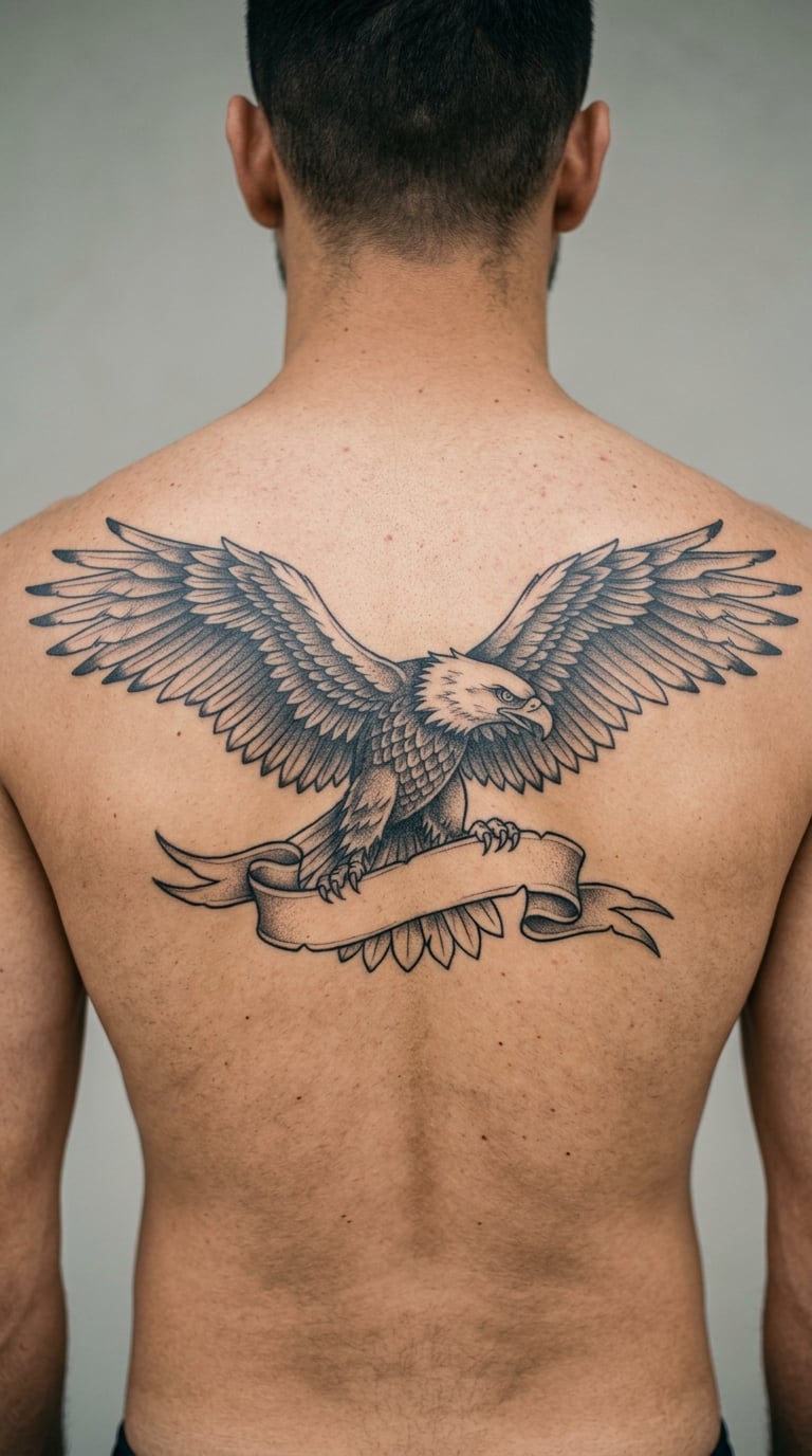 Traditional American Eagle With Banner