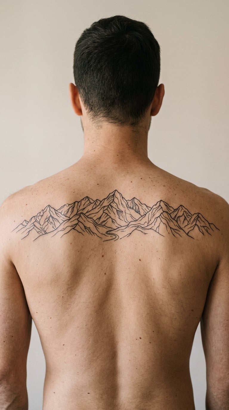 Mountain Range Across the Shoulder Blades