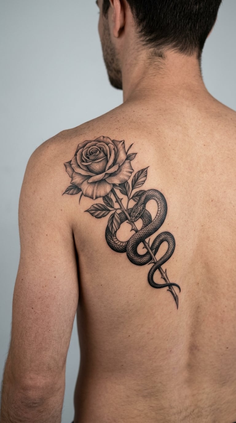 Rose and Snake Diagonal From Scapula to Flank
