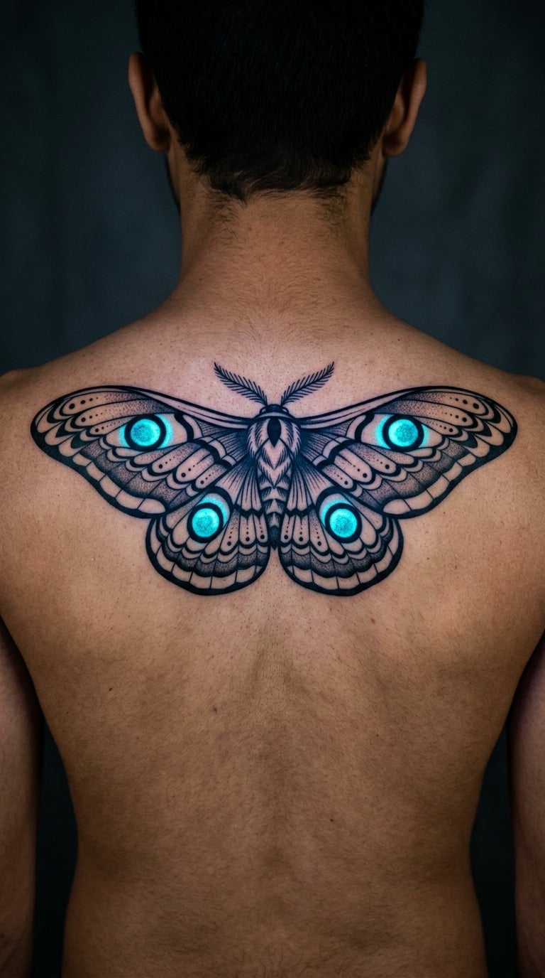 Glowing Moth with Eyespots