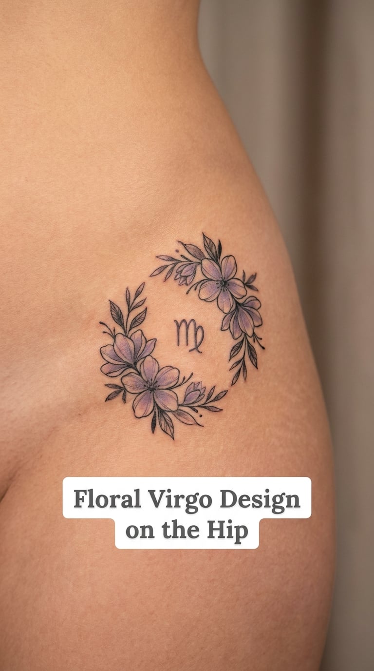 Floral Virgo Design on the Hip