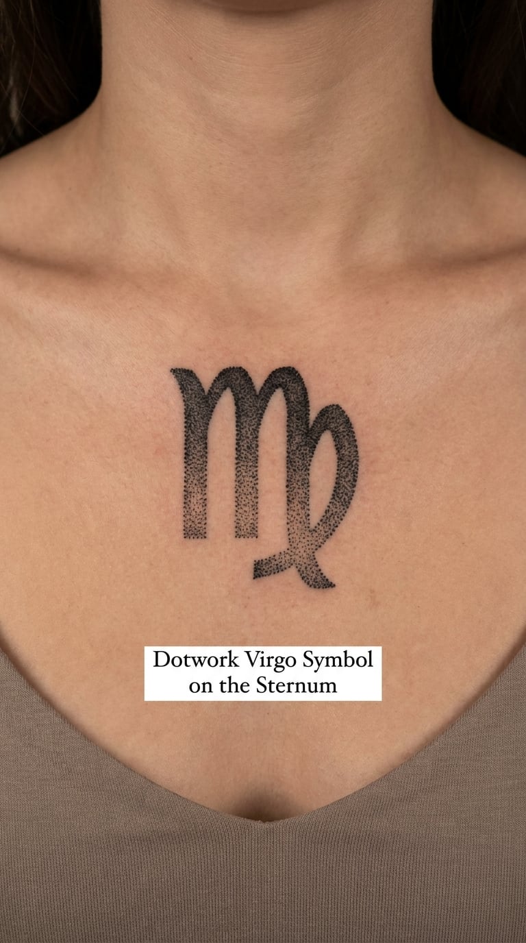 Dotwork Virgo Symbol on the Sternum