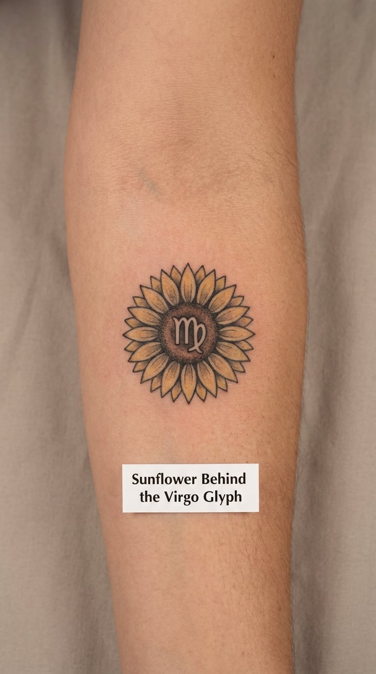 Sunflower Behind the Virgo Glyph