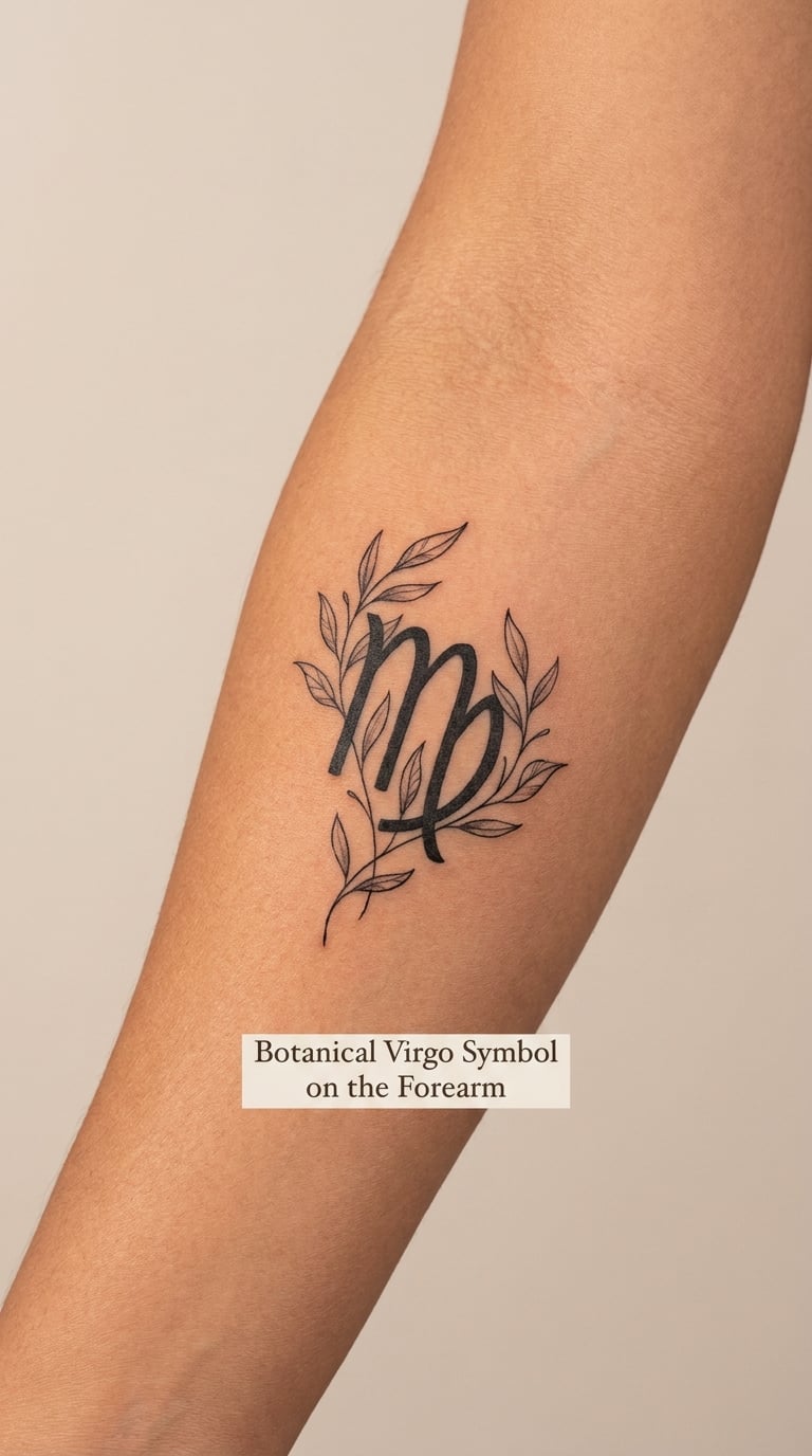 Botanical Virgo Symbol on the Forearm