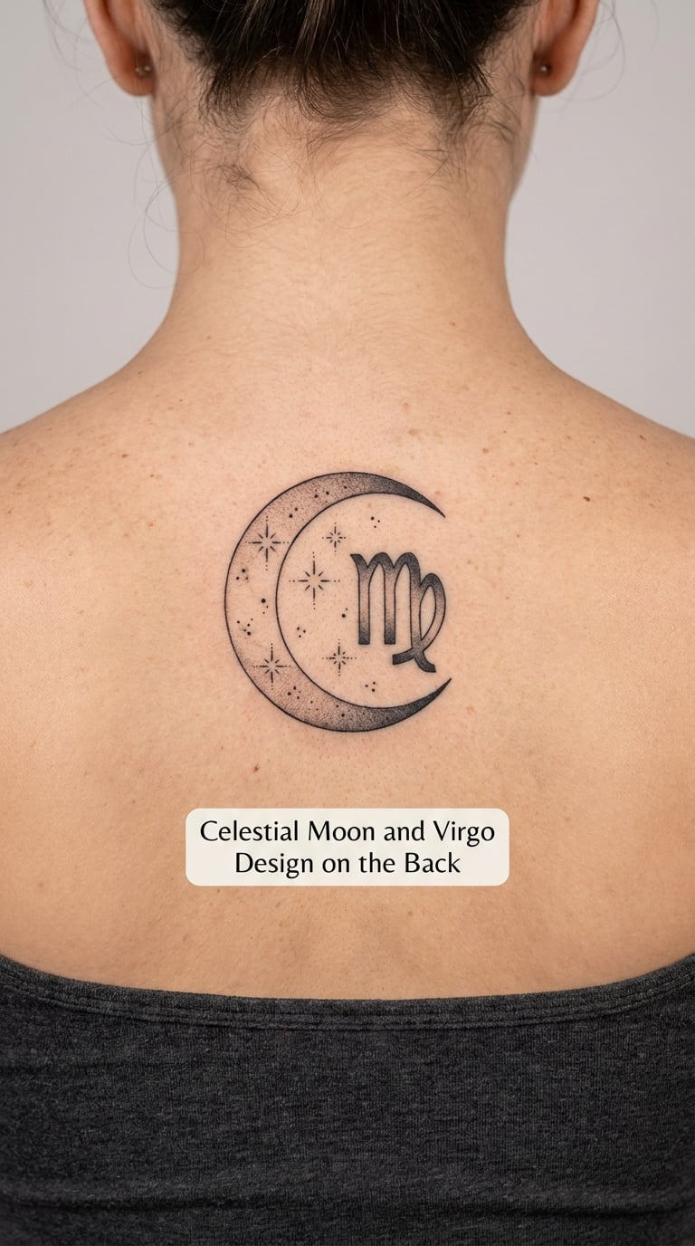 Celestial Moon and Virgo Design on the Back