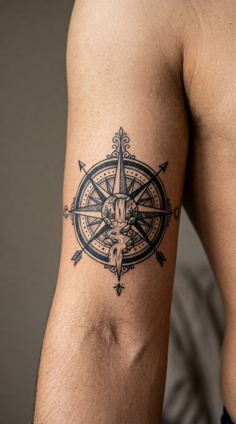 Waterfall in a Compass Design