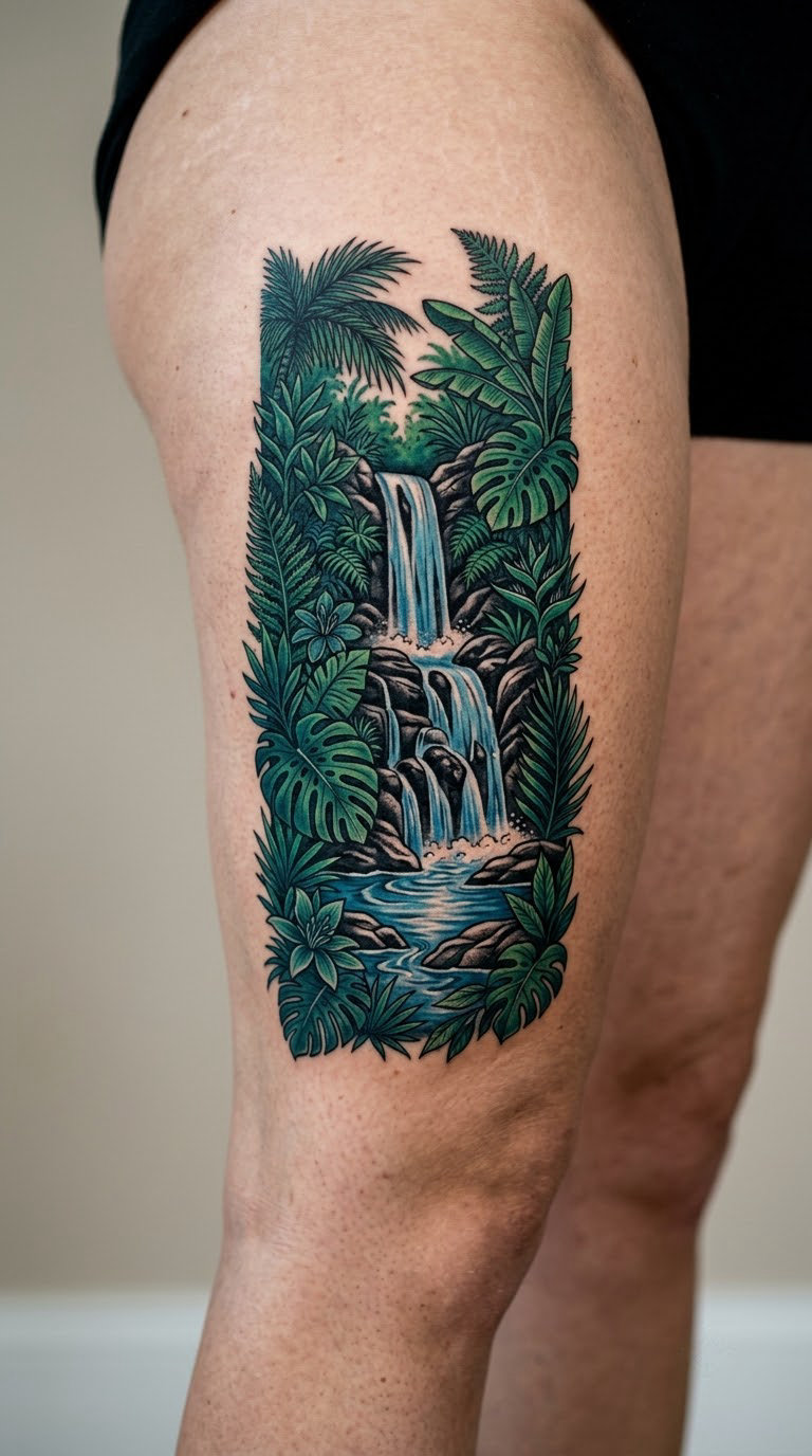 Tropical Waterfall Sleeve Panel