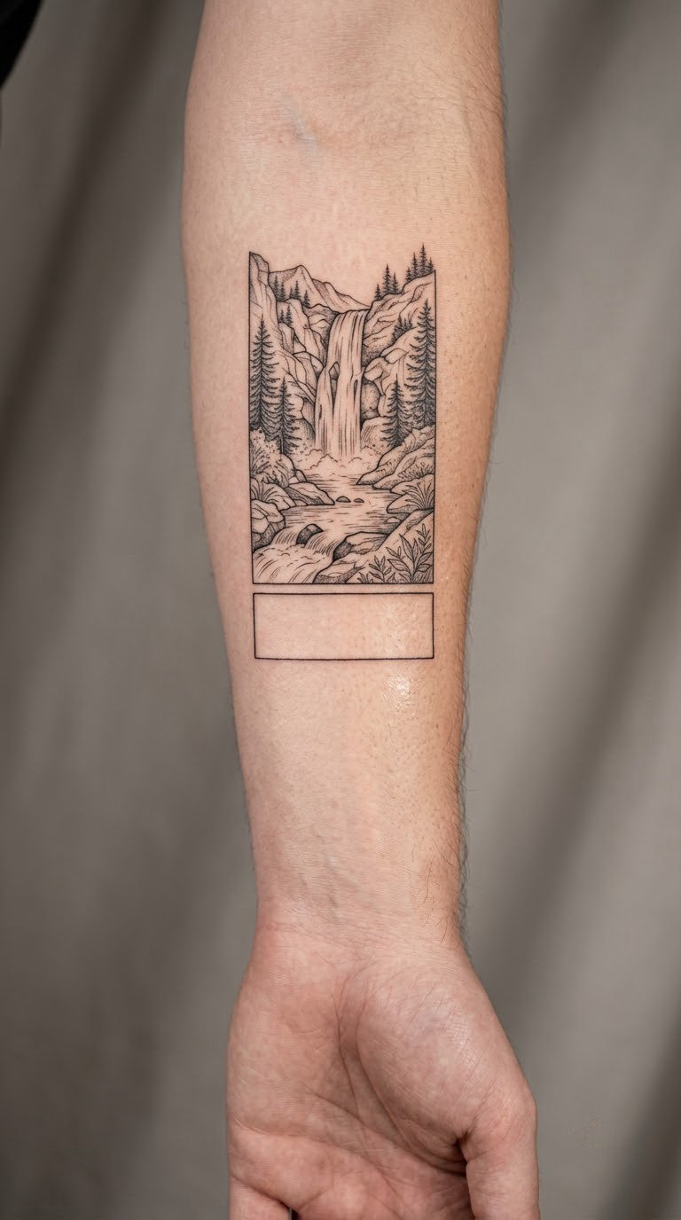 Waterfall with Flowing Quote