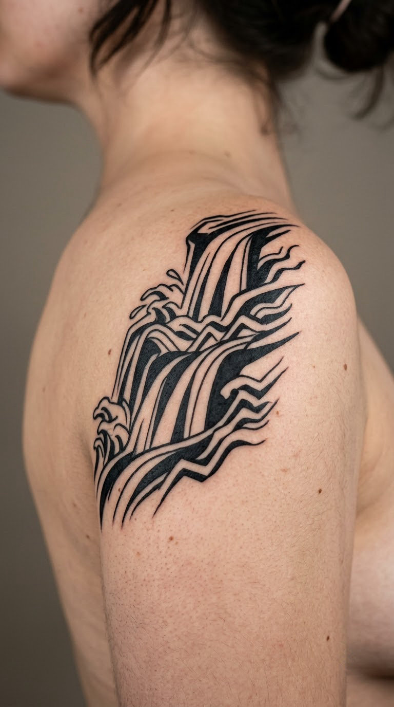 Tribal-Inspired Waterfall Motif