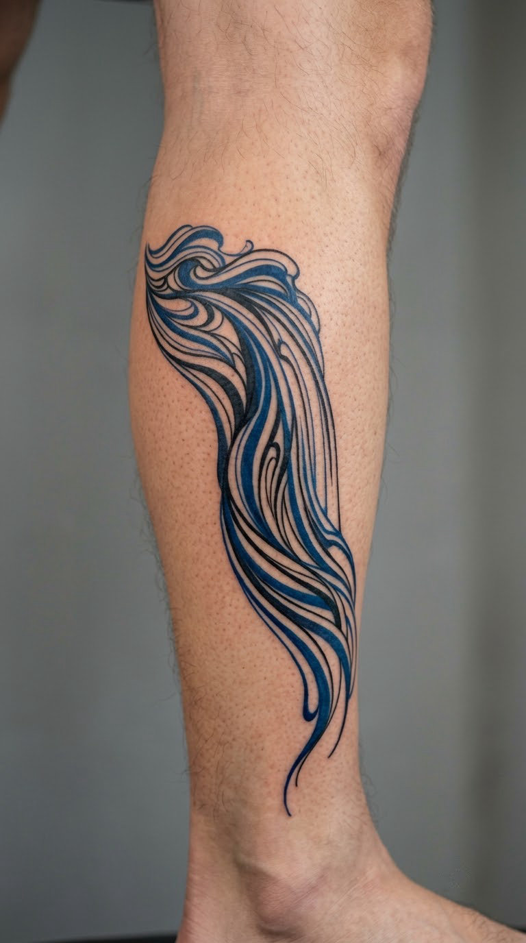 Abstract Blue Waterfall Flow