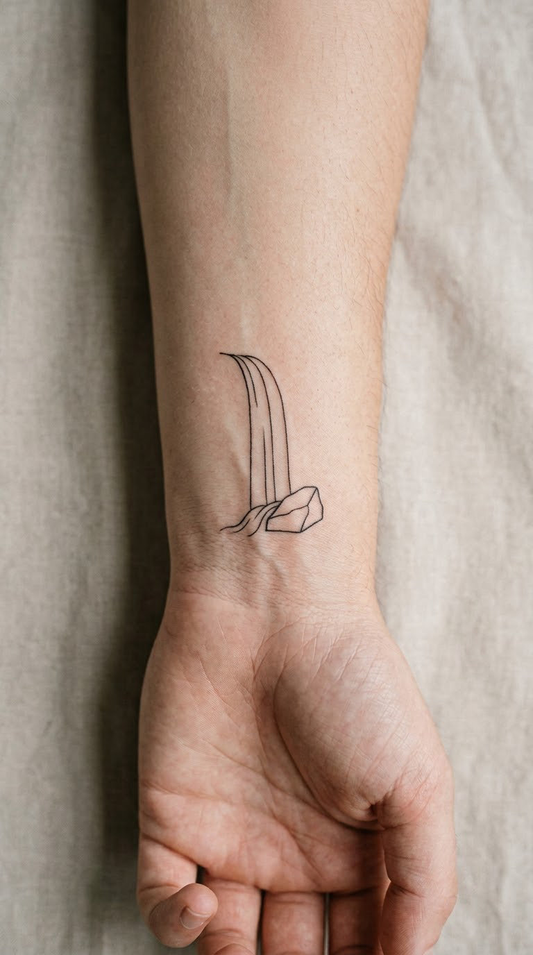 Minimalist Waterfall Linework