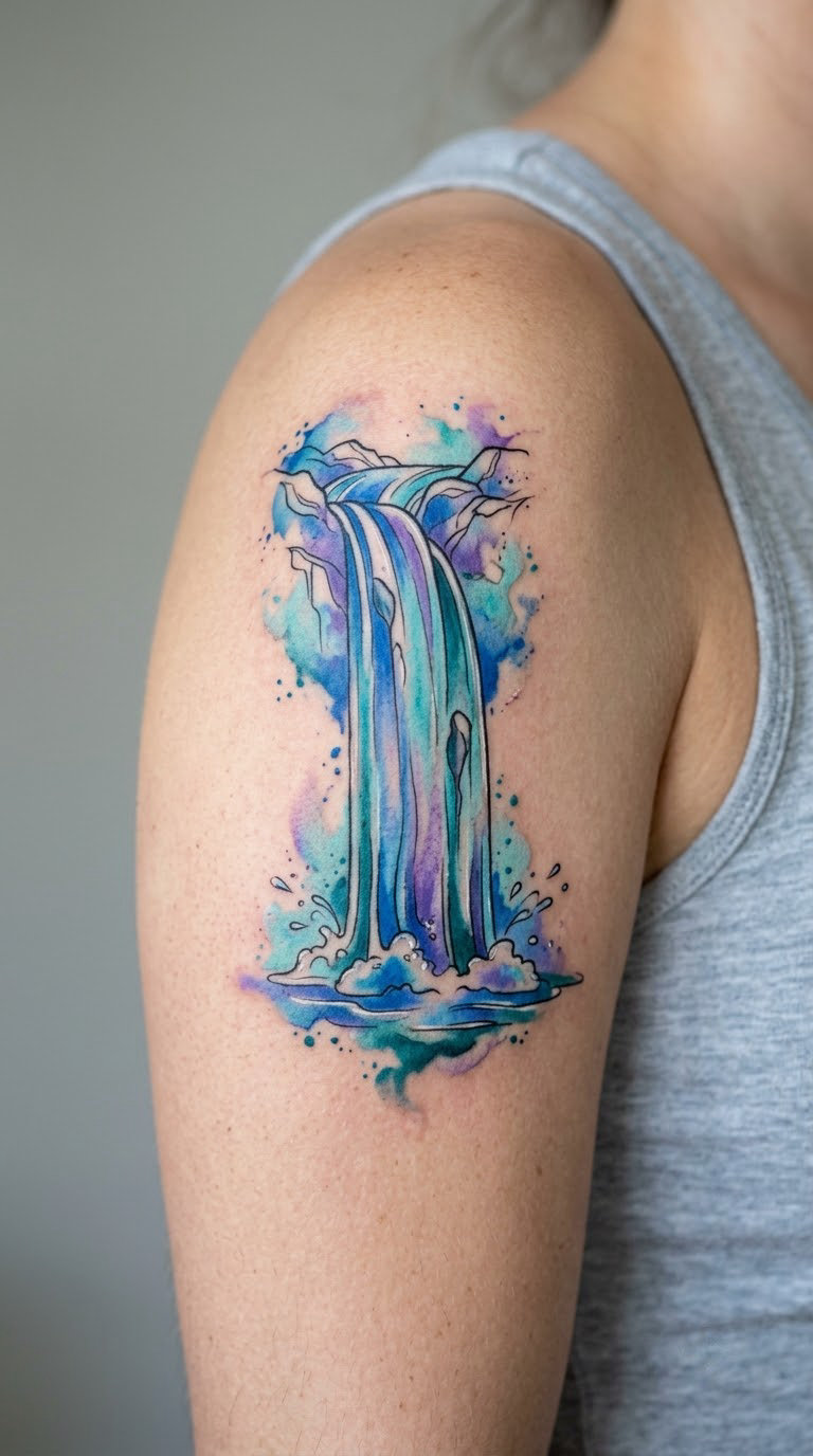 Watercolor Rainbow Falls