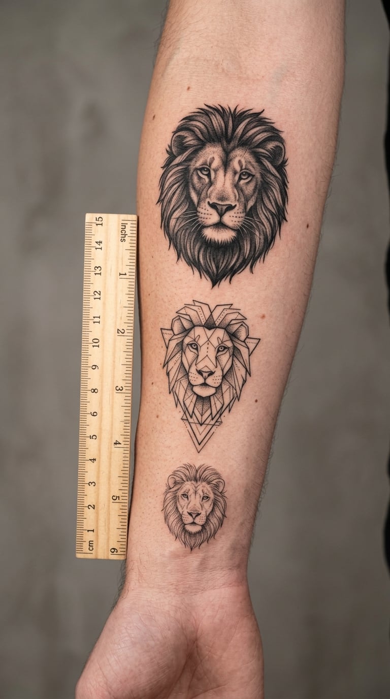 Lion Tattoo Size and Design Scaling