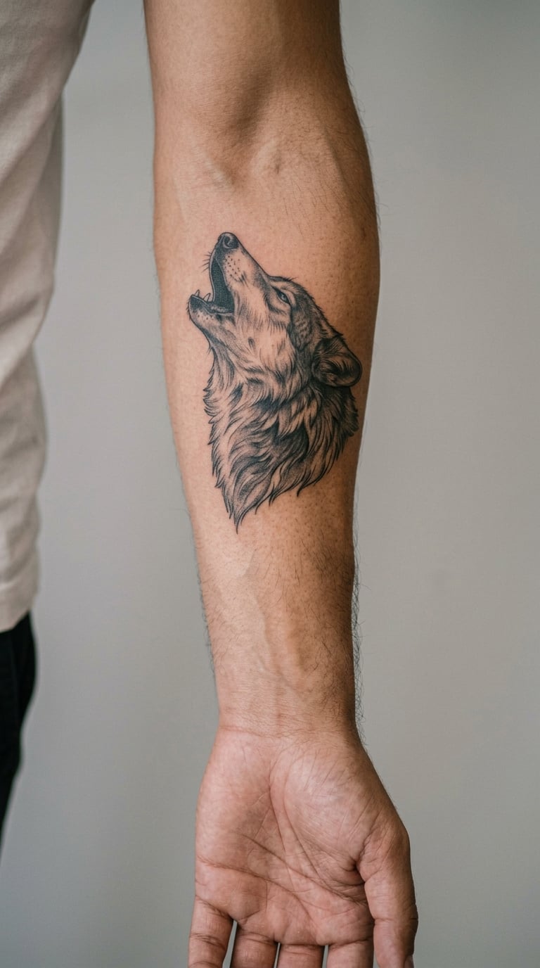 Howling Wolf Portrait: The Wolf Tattoo Meaning for Men in One Design