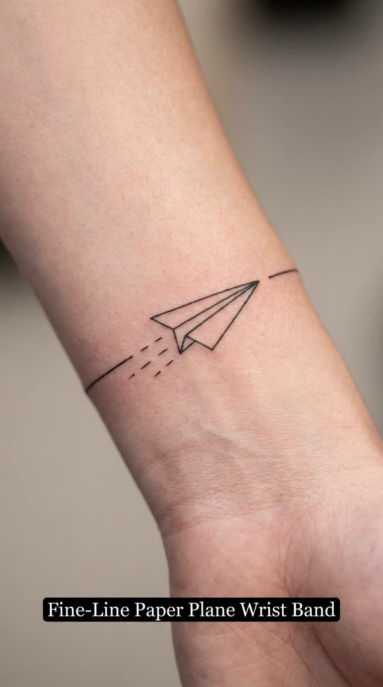 Fine-Line Paper Plane Wrist Band
