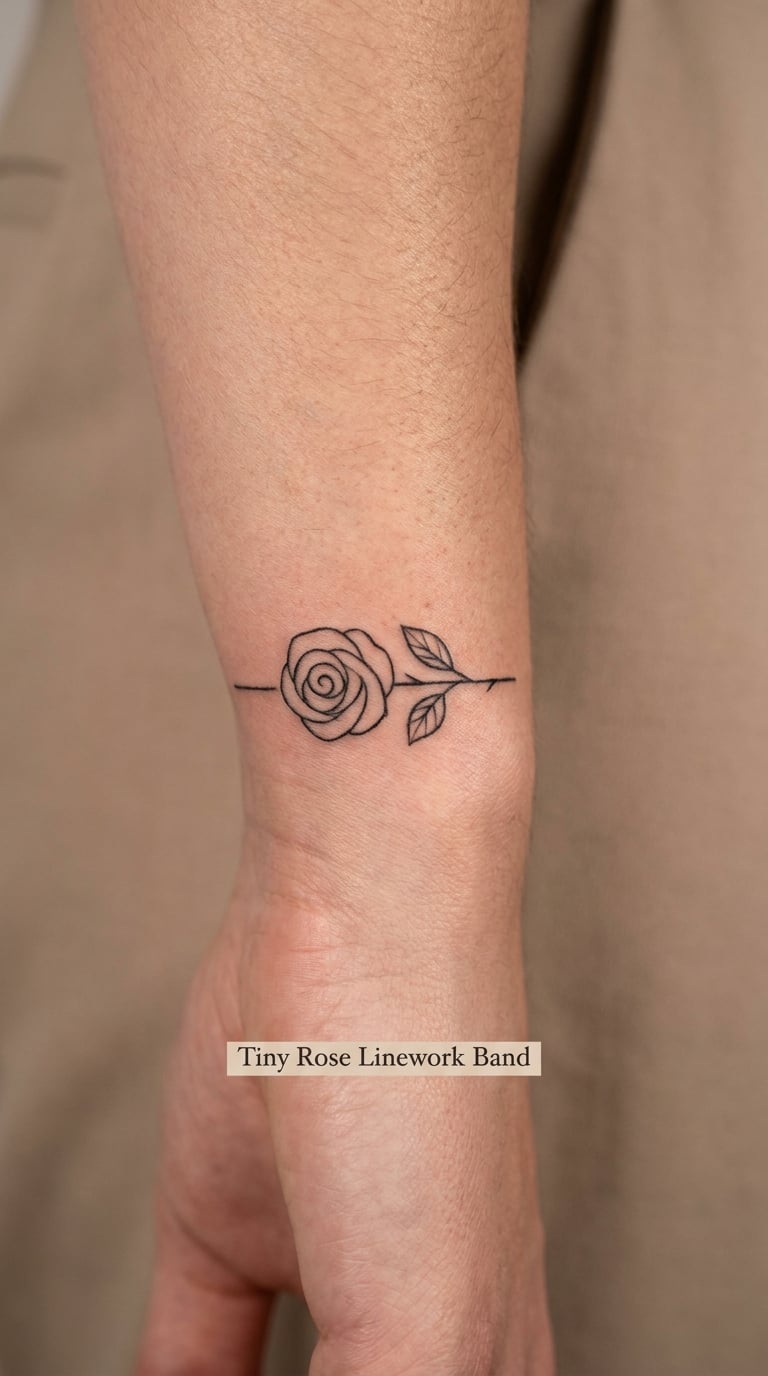 Tiny Rose Linework Band