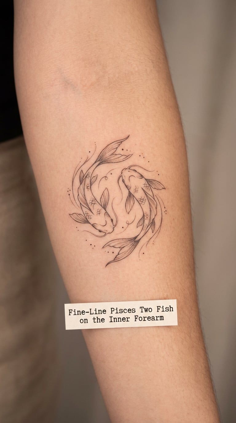 Fine-Line Pisces Two Fish on the Inner Forearm