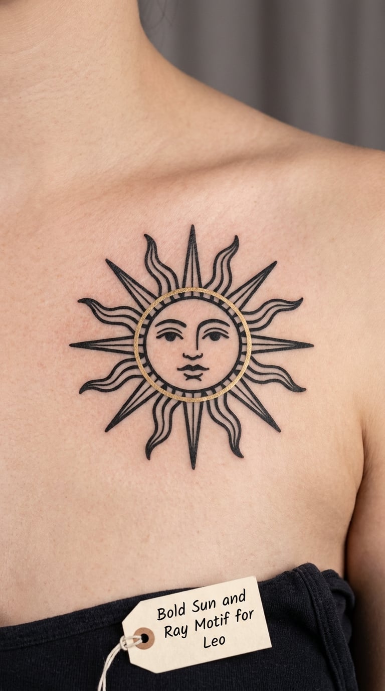 Bold Sun and Ray Motif for Leo