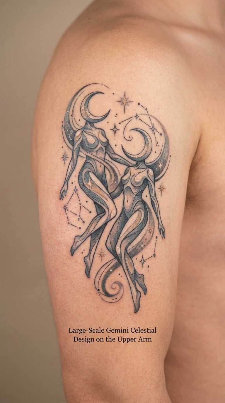Large-Scale Gemini Celestial Design on the Upper Arm