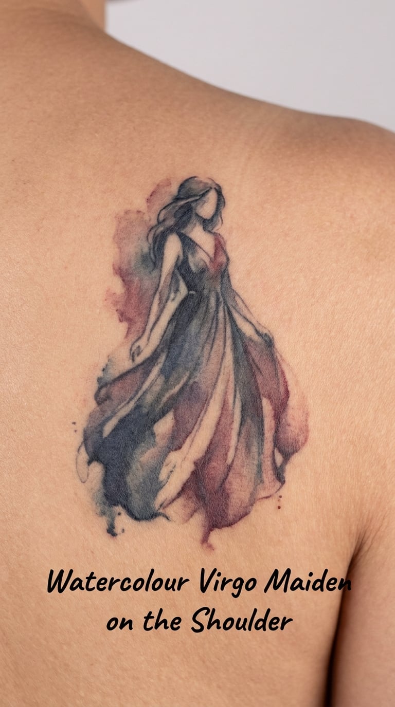Watercolour Virgo Maiden on the Shoulder