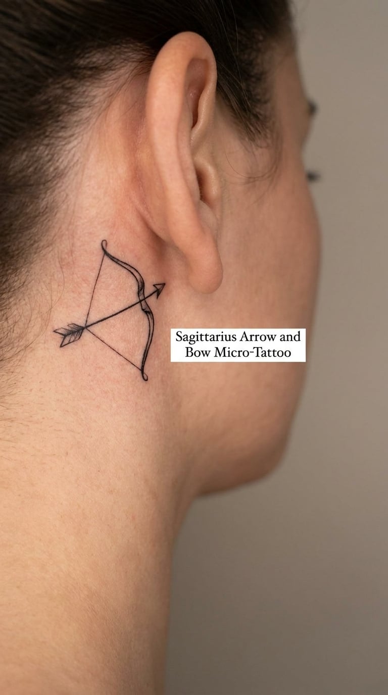 Sagittarius Arrow and Bow Micro-Tattoo