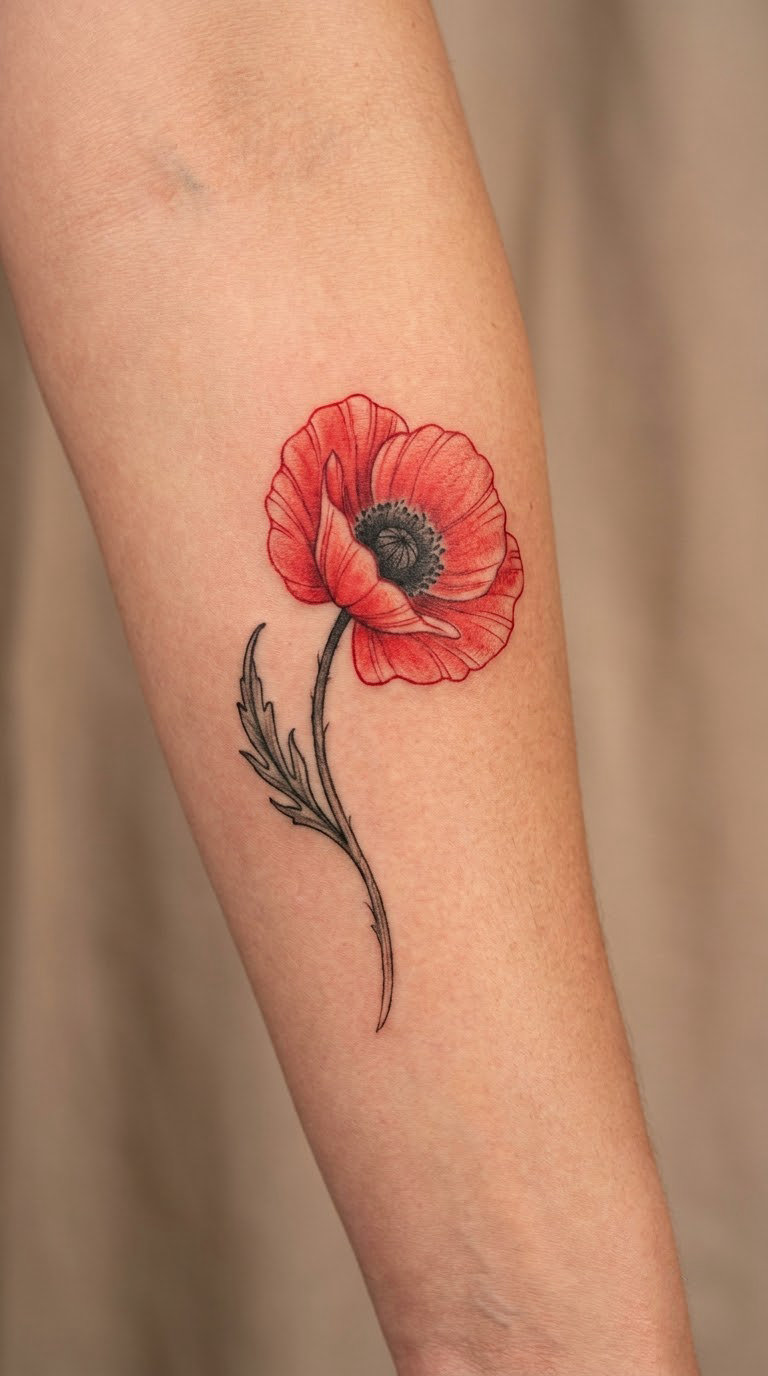 Japanese Poppy in Red Ink