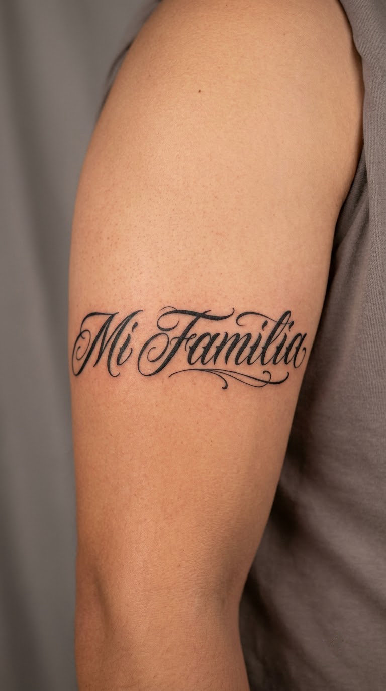 “Mi Familia” in Chicano Script